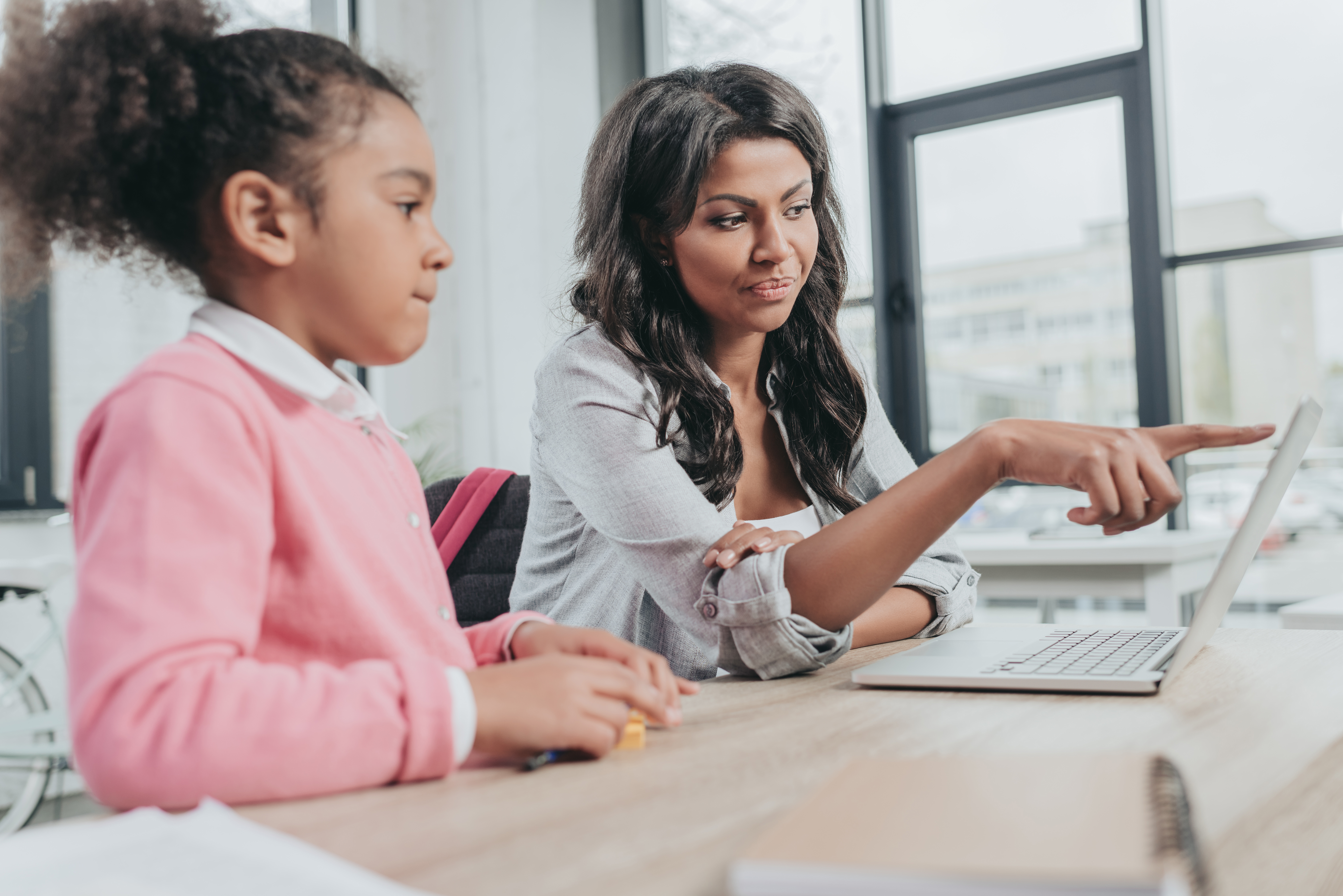 Mom and daughter computer