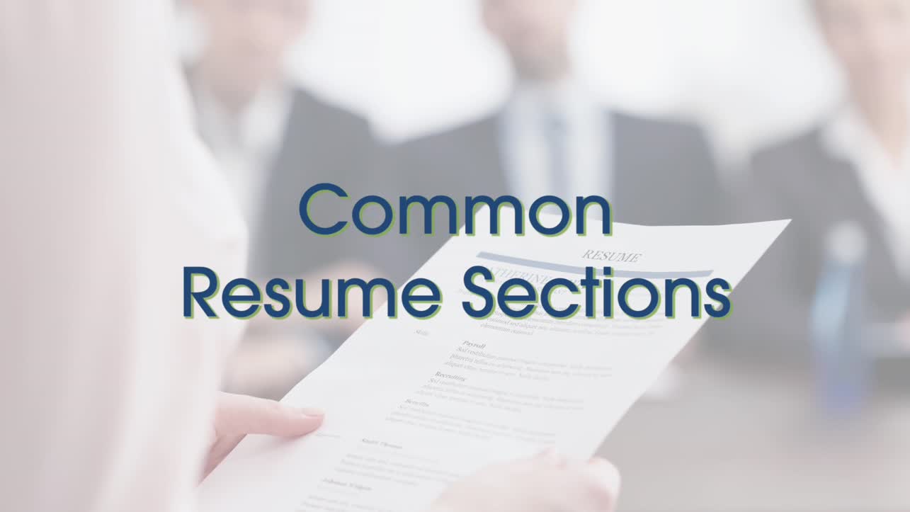 Common Resume Sections